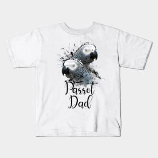 Color Splatter African Grey Parrot Dad White Kids T-Shirt